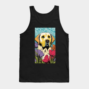 Labrador Retriever Dog Vibrant Tropical Flower Tall Retro Vintage Digital Pop Art Portrait Tank Top